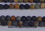 CPJ490 15.5 inches 4mm round matte black picasso jasper beads