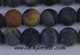 CPJ494 15.5 inches 12mm round matte black picasso jasper beads