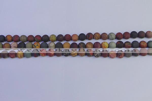 CPJ502 15.5 inches 8mm round matte picasso jasper beads wholesale