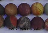 CPJ505 15.5 inches 14mm round matte picasso jasper beads wholesale