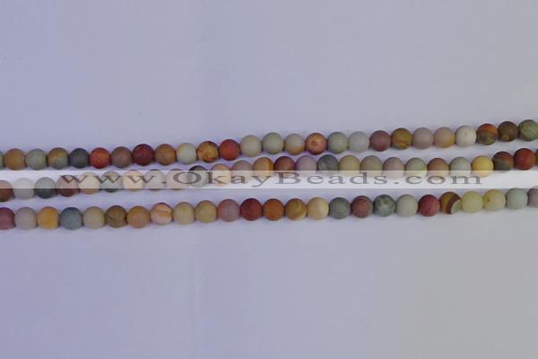 CPJ510 15.5 inches 4mm round matte polychrome jasper beads wholeasle