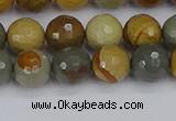 CPJ542 15.5 inches 8mm faceted round wildhorse picture jasper beads