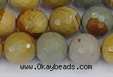 CPJ544 15.5 inches 12mm faceted round wildhorse picture jasper beads