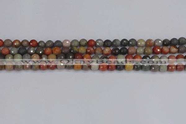 CPJ547 15.5 inches 6mm faceted round polychrome jasper beads