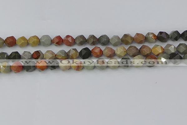 CPJ565 15.5 inches 8mm faceted nuggets polychrome jasper beads