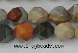 CPJ566 15.5 inches 10mm faceted nuggets polychrome jasper beads