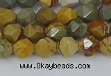 CPJ570 15.5 inches 6mm faceted nuggets wildhorse picture jasper beads