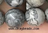 CPJ586 15.5 inches 16mm round grey picture jasper beads wholesale