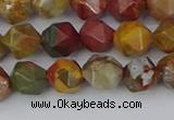 CPJ626 15.5 inches 6mm faceted nuggets picasso jasper beads