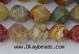 CPJ627 15.5 inches 8mm faceted nuggets picasso jasper beads