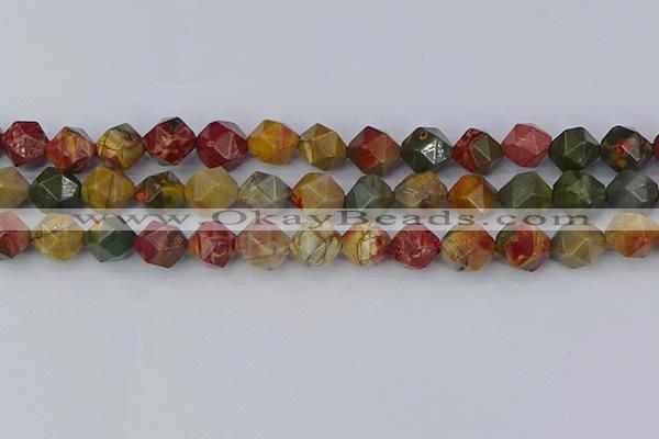 CPJ629 15.5 inches 12mm faceted nuggets picasso jasper beads