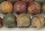 CPJ691 15 inches 8mm faceted round picasso jasper beads