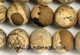 CPJ747 15 inches 8mm round matte picture jasper beads