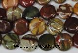 CPJ75 15.5 inches 12mm flat round picasso jasper gemstone beads