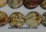 CPJ80 15.5 inches 25mm flat round picasso jasper gemstone beads