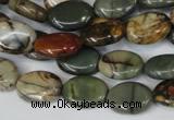 CPJ83 15.5 inches 10*14mm oval picasso jasper gemstone beads