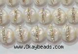 CPL01 15.5 inches 9*10mm nuggets pearl with rhinestone beads