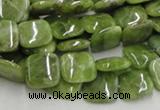 CPO07 15.5 inches 10*10mm square olivine gemstone beads wholesale