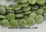 CPO15 15.5 inches 10mm flat round olivine gemstone beads wholesale