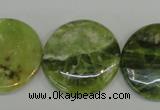 CPO30 15.5 inches 25mm flat round olivine gemstone beads wholesale