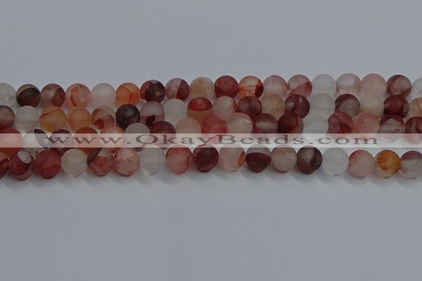 CPQ302 15.5 inches 8mm round matte pink quartz beads wholesale