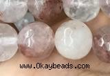 CPQ314 15.5 inches 12mm faceted round pink quartz beads wholesale