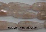 CPQ78 15.5 inches 10*30mm faceted teardrop natural pink quartz beads