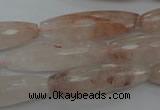 CPQ80 15.5 inches 10*35mm faceted rice natural pink quartz beads