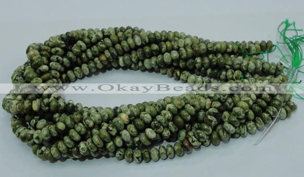 CPS01 15.5 inches 5*8mm rondelle green peacock stone beads wholesale