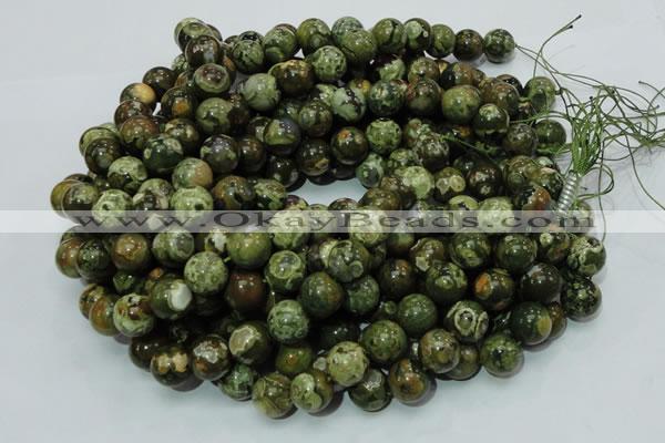 CPS06 15.5 inches 14mm round green peacock stone beads wholesale