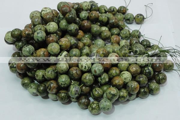 CPS07 15.5 inches 16mm round green peacock stone beads wholesale