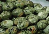 CPS11 15.5 inches 10*14mm rice green peacock stone beads wholesale