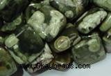 CPS18 15.5 inches 15*15mm square green peacock stone beads wholesale