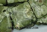 CPS20 15.5 inches 30*30mm square green peacock stone beads wholesale