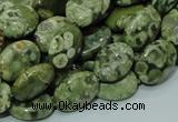 CPS43 15.5 inches 10*14mm oval green peacock stone beads wholesale