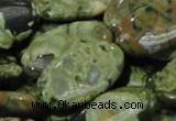 CPS46 15.5 inches 15*30mm oval green peacock stone beads wholesale