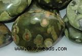 CPS50 15.5 inches 30*40mm flat teardrop green peacock stone beads