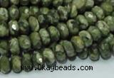 CPS52 15.5 inches 5*8mm faceted rondelle green peacock stone beads