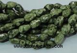 CPS62 15.5 inches 6*8mm faceted teardrop green peacock stone beads