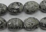 CPT123 15.5 inches 16*20mm faceted rice grey picture jasper beads