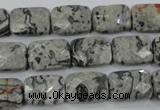 CPT152 15.5 inches 10*14mm faceted rectangle grey picture jasper beads