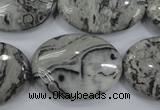 CPT174 15.5 inches 22*30mm oval grey picture jasper beads