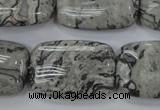 CPT182 15.5 inches 20*30mm rectangle grey picture jasper beads