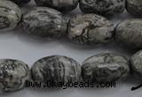 CPT195 15.5 inches 13*18mm faceted rice grey picture jasper beads