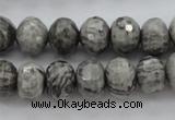 CPT196 15.5 inches 5*8mm faceted rondelle grey picture jasper beads