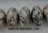 CPT197 15.5 inches 9*16mm faceted rondelle grey picture jasper beads