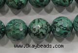 CPT218 15.5 inches 16mm faceted round green picture jasper beads