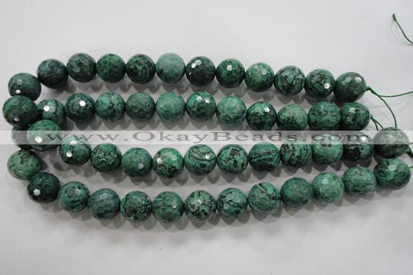 CPT218 15.5 inches 16mm faceted round green picture jasper beads