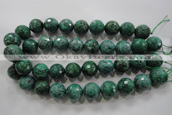 CPT220 15.5 inches 20mm faceted round green picture jasper beads