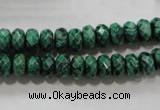 CPT222 15.5 inches 5*8mm faceted rondelle green picture jasper beads